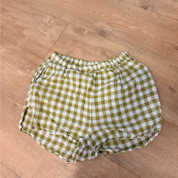 Vitamin A Pants - Vitamin A Olive and White Gingham High Waist Shorts